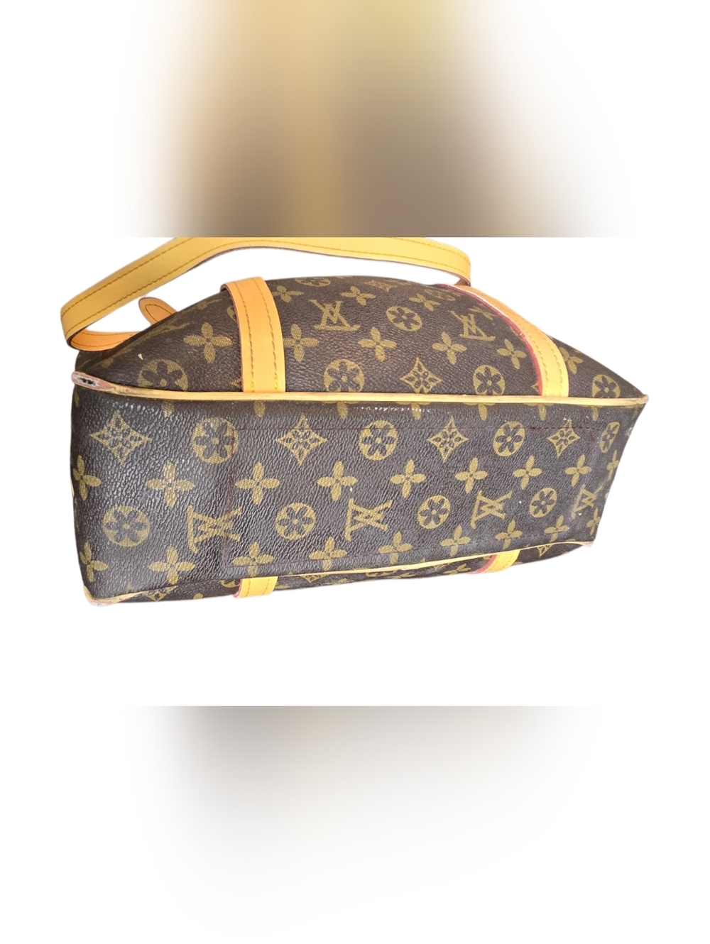 Monogram Canvas Leather-Trim Tote - Brown/Tan - Picture 6 of 11